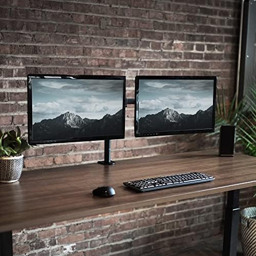 VIVO Dual Monitor Desk Mount, Heavy Duty Fully Adjustable Stand, Fits 2 LCD LED Screens up to 30 inches, Black, STAND-V002 - Image 2