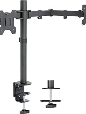 VIVO Dual Monitor Desk Mount, Heavy Duty Fully Adjustable Stand, Fits 2 LCD LED Screens up to 30 inches, Black, STAND-V002