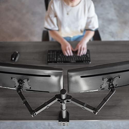 VIVO Dual Monitor Desk Mount, Heavy Duty Fully Adjustable Stand, Fits 2 LCD LED Screens up to 30 inches, Black, STAND-V002 - Image 6