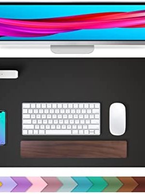 Leather Desk Pad Protector,Mouse Pad,Office Desk Mat, Non-Slip PU Leather Desk Blotter,Laptop Desk Pad,Waterproof Desk Writing Pad for Office and Home (Black,31.5" x 15.7")