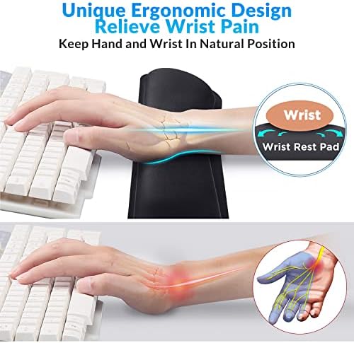 Gimars 17.3'' Extended Keyboard Wrist Rest Pad with 63D High-Density Thicken Memory Foam, Anti-Slip Rubber Base & Ergonomic Design for Office,Gaming, Computer, Laptop, Mac, Typing Pain Relief, Black - Image 4