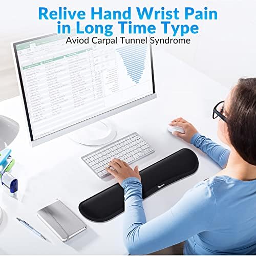Gimars 17.3'' Extended Keyboard Wrist Rest Pad with 63D High-Density Thicken Memory Foam, Anti-Slip Rubber Base & Ergonomic Design for Office,Gaming, Computer, Laptop, Mac, Typing Pain Relief, Black - Image 3