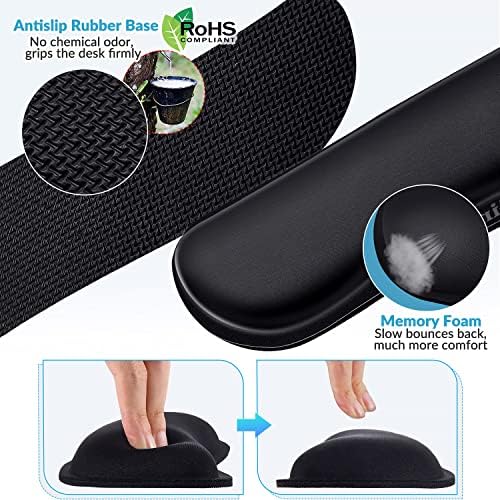 Gimars 17.3'' Extended Keyboard Wrist Rest Pad with 63D High-Density Thicken Memory Foam, Anti-Slip Rubber Base & Ergonomic Design for Office,Gaming, Computer, Laptop, Mac, Typing Pain Relief, Black - Image 5