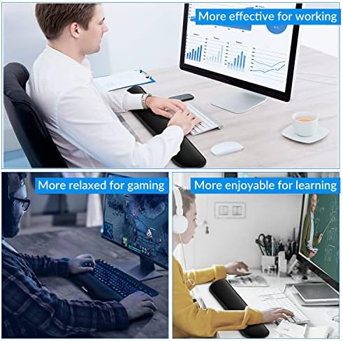 Gimars 17.3'' Extended Keyboard Wrist Rest Pad with 63D High-Density Thicken Memory Foam, Anti-Slip Rubber Base & Ergonomic Design for Office,Gaming, Computer, Laptop, Mac, Typing Pain Relief, Black - Image 6