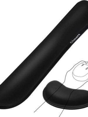 Gimars Upgrade Enlarge Gel Memory Foam Set Keyboard Wrist Rest Pad, Mouse Wrist Cushion Support for Office, Computer, Laptop, Mac, Comfortable, Lightweight for Easy Typing Pain Relief, Black