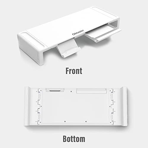 OImaster Monitor Stand Riser, Foldable Computer Monitor Riser, Adjustable Height Computer Stand and Storage Drawer & Pen Slot, Phone Stand Compatible Computer, Desktop, Laptop, Save Space (White) - Image 7