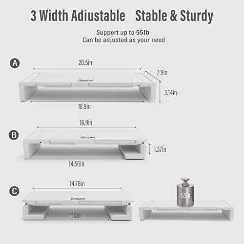 OImaster Monitor Stand Riser, Foldable Computer Monitor Riser, Adjustable Height Computer Stand and Storage Drawer & Pen Slot, Phone Stand Compatible Computer, Desktop, Laptop, Save Space (White) - Image 5