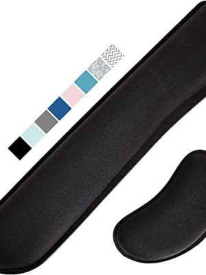 Gorilla Grip Gel Memory Foam Wrist Rest for Computer Keyboard, Mouse, Ergonomic Design for Typing Pain Relief, Desk Pads Support Hand and Arm, Mousepad Rests, Stain Resistant, 2 Piece Pad, Black