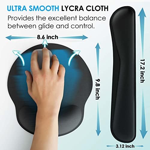 KTRIO Ergonomic Mouse Pad with Wrist Support, Comfortable Keyboard Wrist Rest, Memory Foam Wrist Pad for Keyboard, Mouse Pad Sets for Easy Typing & Pain Relief for Computer, Office & Home, Black - Image 5