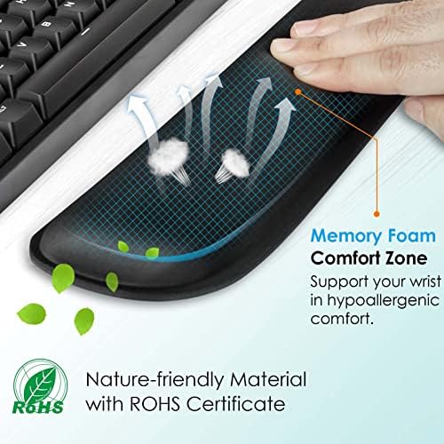 KTRIO Ergonomic Mouse Pad with Wrist Support, Comfortable Keyboard Wrist Rest, Memory Foam Wrist Pad for Keyboard, Mouse Pad Sets for Easy Typing & Pain Relief for Computer, Office & Home, Black - Image 3