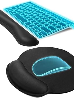 KTRIO Ergonomic Mouse Pad with Wrist Support, Comfortable Keyboard Wrist Rest, Memory Foam Wrist Pad for Keyboard, Mouse Pad Sets for Easy Typing & Pain Relief for Computer, Office & Home, Black