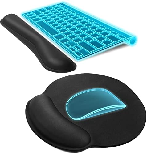 KTRIO Ergonomic Mouse Pad with Wrist Support, Comfortable Keyboard Wrist Rest, Memory Foam Wrist Pad for Keyboard, Mouse Pad Sets for Easy Typing & Pain Relief for Computer, Office & Home, Black