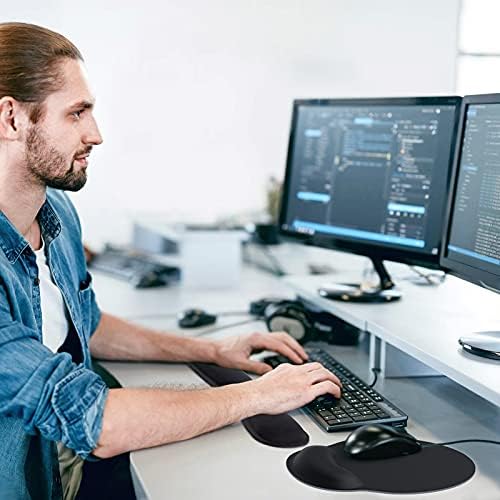 KTRIO Ergonomic Mouse Pad with Wrist Support, Comfortable Keyboard Wrist Rest, Memory Foam Wrist Pad for Keyboard, Mouse Pad Sets for Easy Typing & Pain Relief for Computer, Office & Home, Black - Image 6