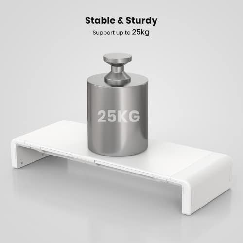 Klearlook Monitor Stand Riser, Foldable Computer Monitor Stand, Height Adjustable Computer Stand with Storage Drawer & Tablet Phone Stand, Desktop Stand for Computer Laptop Printer (White) - Image 5