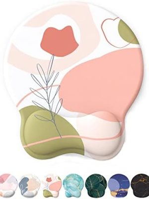 eulps Mouse Pad Wrist Support, Ergonomic Gel Mouse Pad with Wrist Rest, Comfortable Computer Mouse Pad for Laptop, Pain Relief Mousepad with Non-Slip PU Base (Rose)